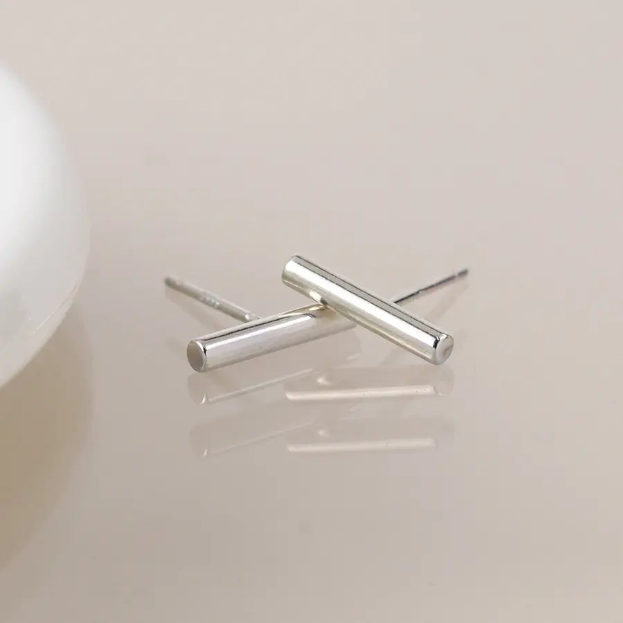 Simple Bar | Silver Plated Earrings