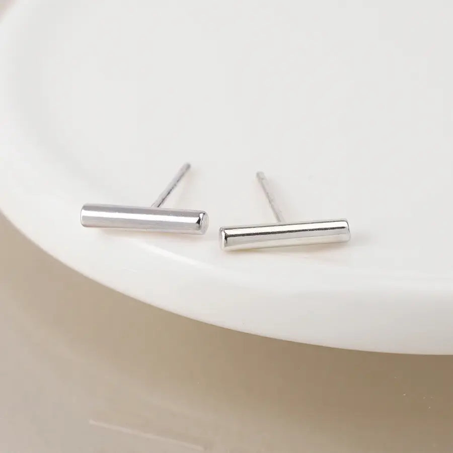 Simple Bar | Silver Plated Earrings