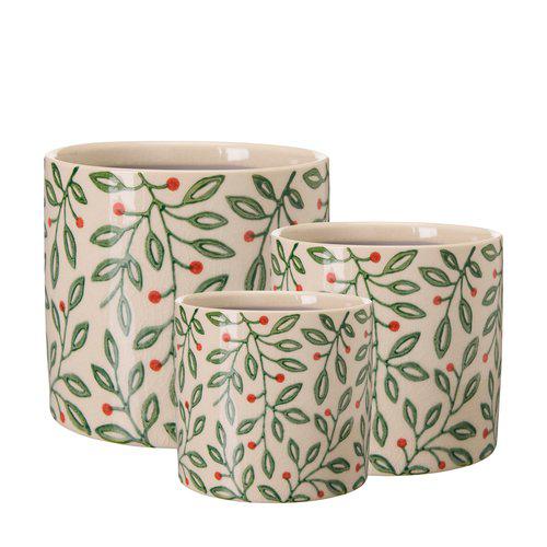Evy Plant Pot | Green/Red stoneware