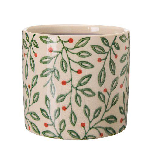 Evy Plant Pot | Green/Red stoneware