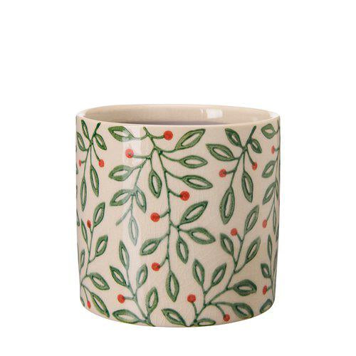 Evy Plant Pot | Green/Red stoneware