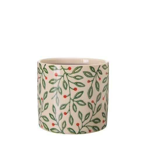 Evy Plant Pot | Green/Red stoneware