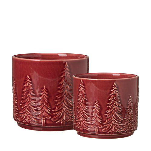 Grana Plant Pot | Dark Red Stoneware