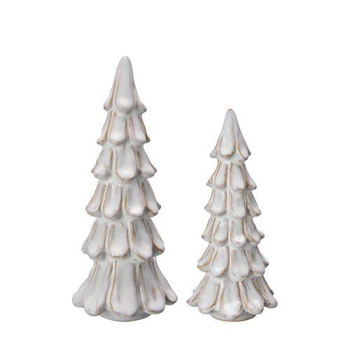 Christmas Tree Stoneware Off White | Set of 2