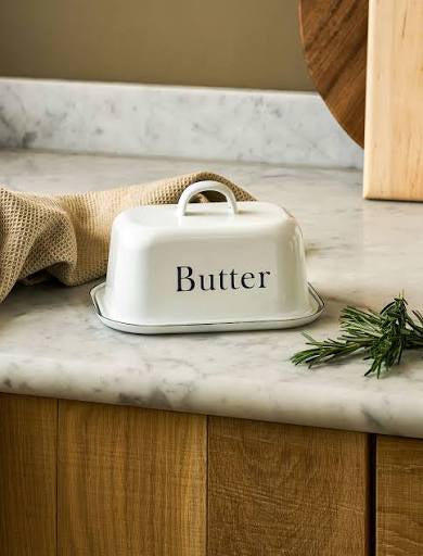 Butter Dish with Lid | Enamel White