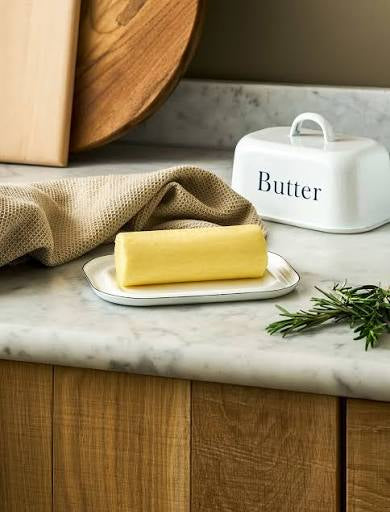 Butter Dish with Lid | Enamel White