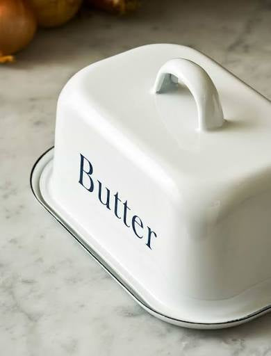 Butter Dish with Lid | Enamel White