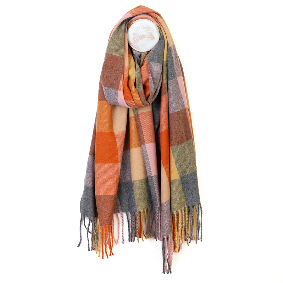 Esme Rust & Grey Mix Check | Scarf