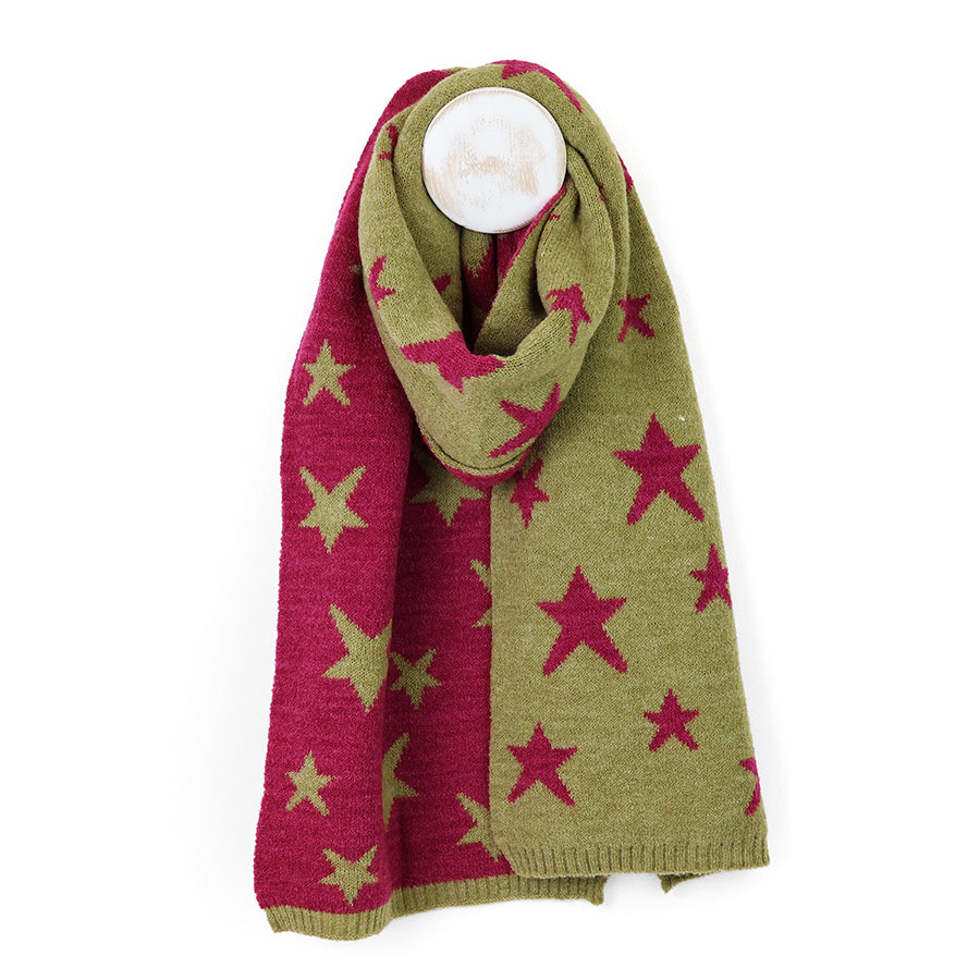 Estelle Olive & Magenta Reversible Star | Scarf