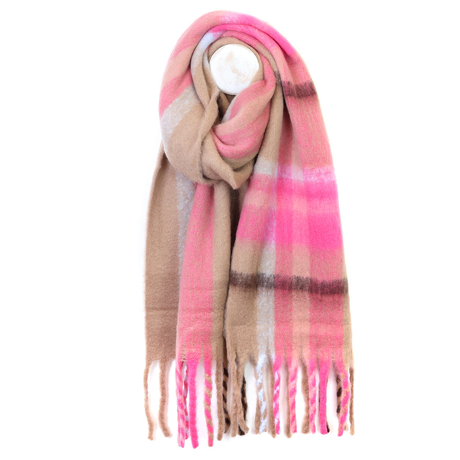 Molly Taupe & Pink Mix Cosy Check | Scarf