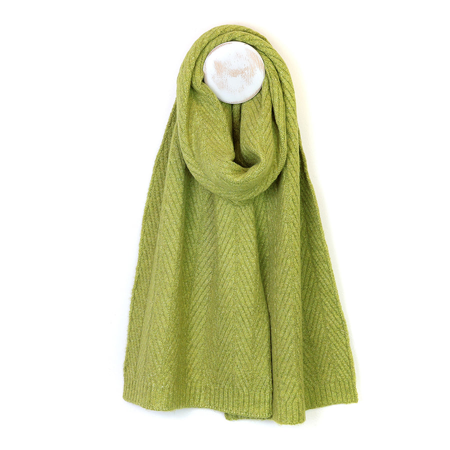 Charlotte Chartreuse Green Herringbone Knit | Scarf