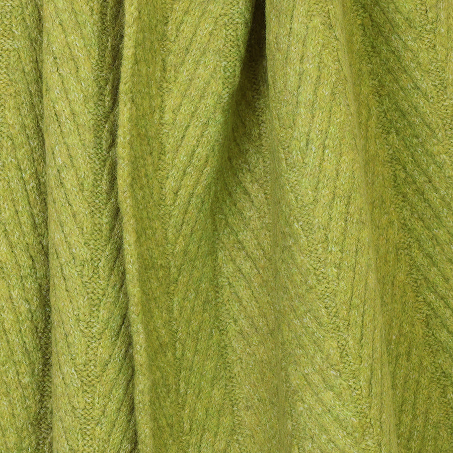 Charlotte Chartreuse Green Herringbone Knit | Scarf