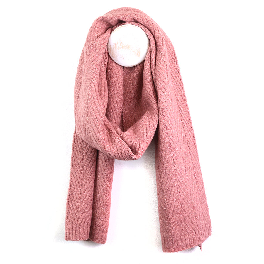Charlotte Dusty Rose Herringbone Knit | Scarf