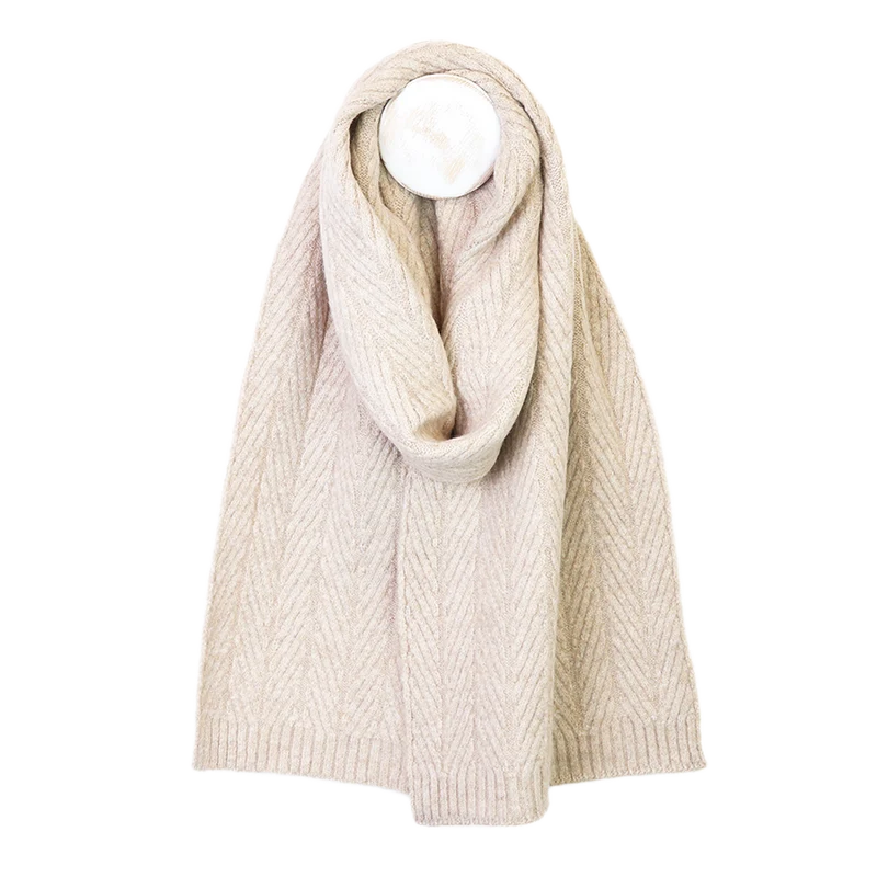 Charlotte Oatmeal Herringbone Knit | Scarf