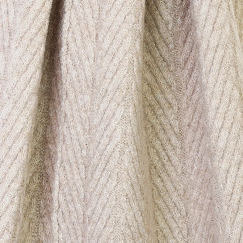 Charlotte Oatmeal Herringbone Knit | Scarf