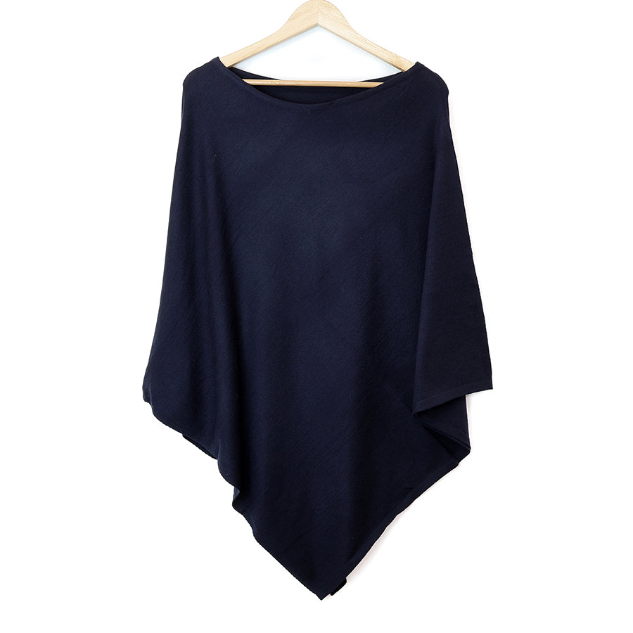 Amelia Recycled Blend Navy Fine Knit | Poncho
