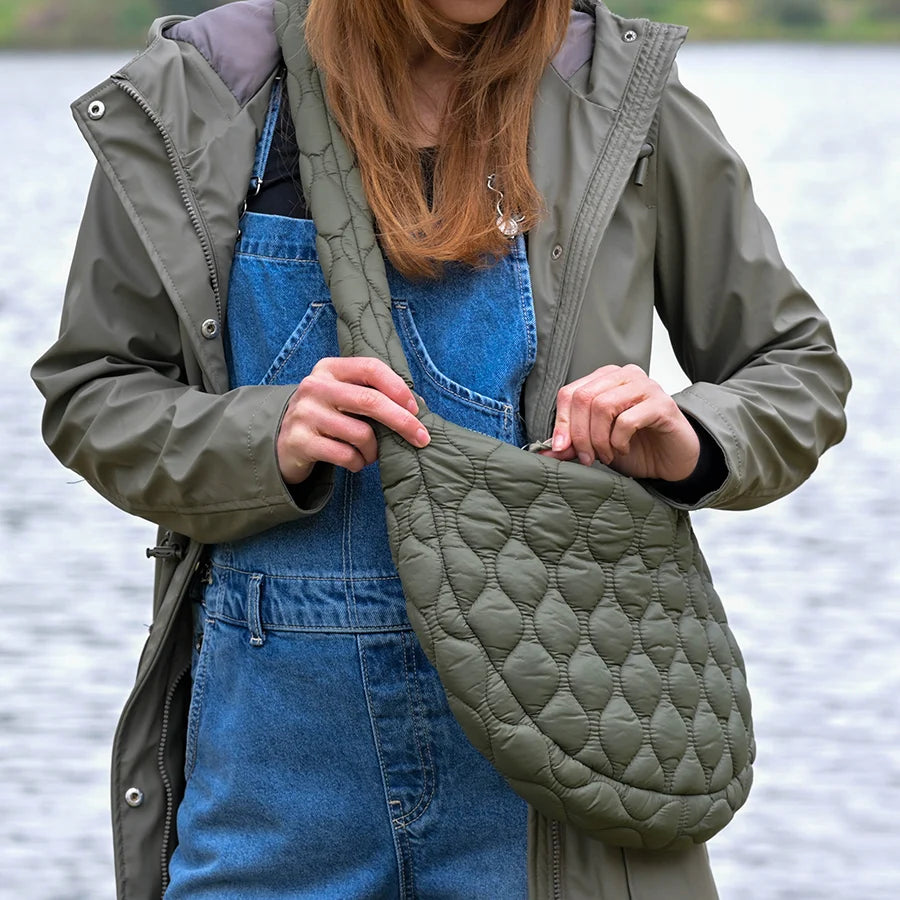 Polly Khaki Quilted Half Moon | Bag