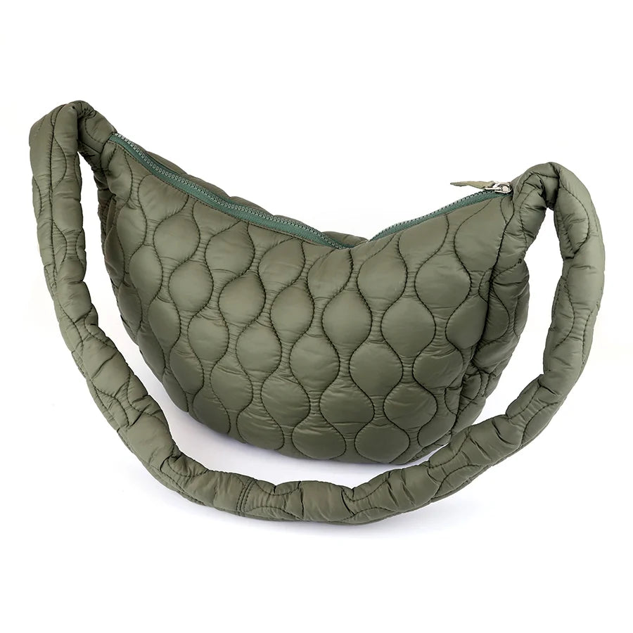 Polly Khaki Quilted Half Moon | Bag