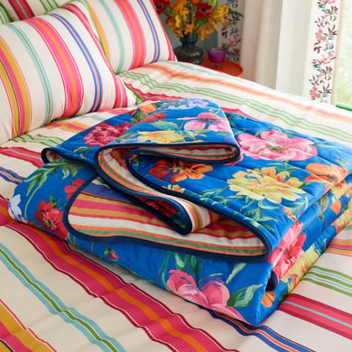 Darling Floral Reversible Stripe Bedspread