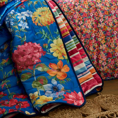 Darling Floral Reversible Stripe Bedspread