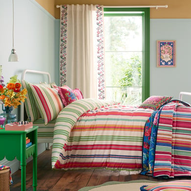 Sophie Stripe 100% Cotton Duvet Cover Set Bright