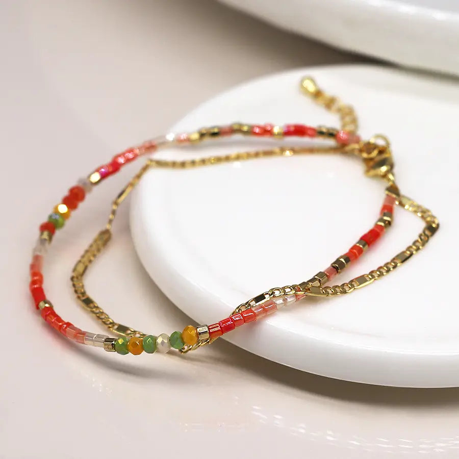 Coral Layered Bracelets