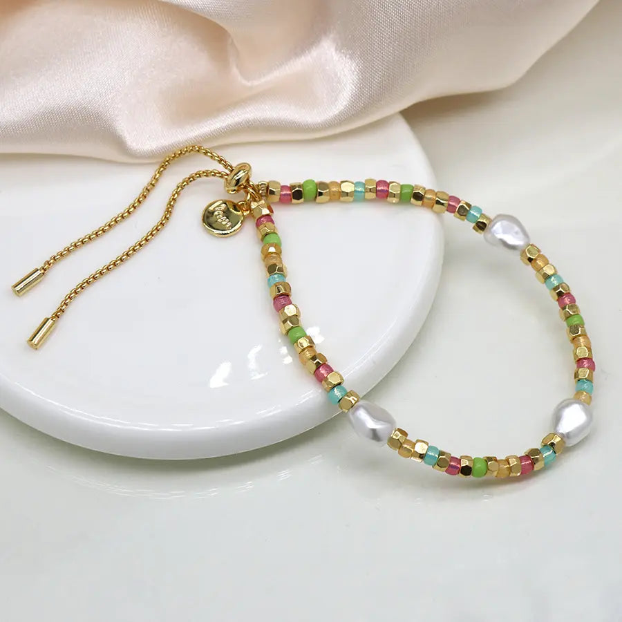 Faux Gold & Pearl Pastel Bracelet