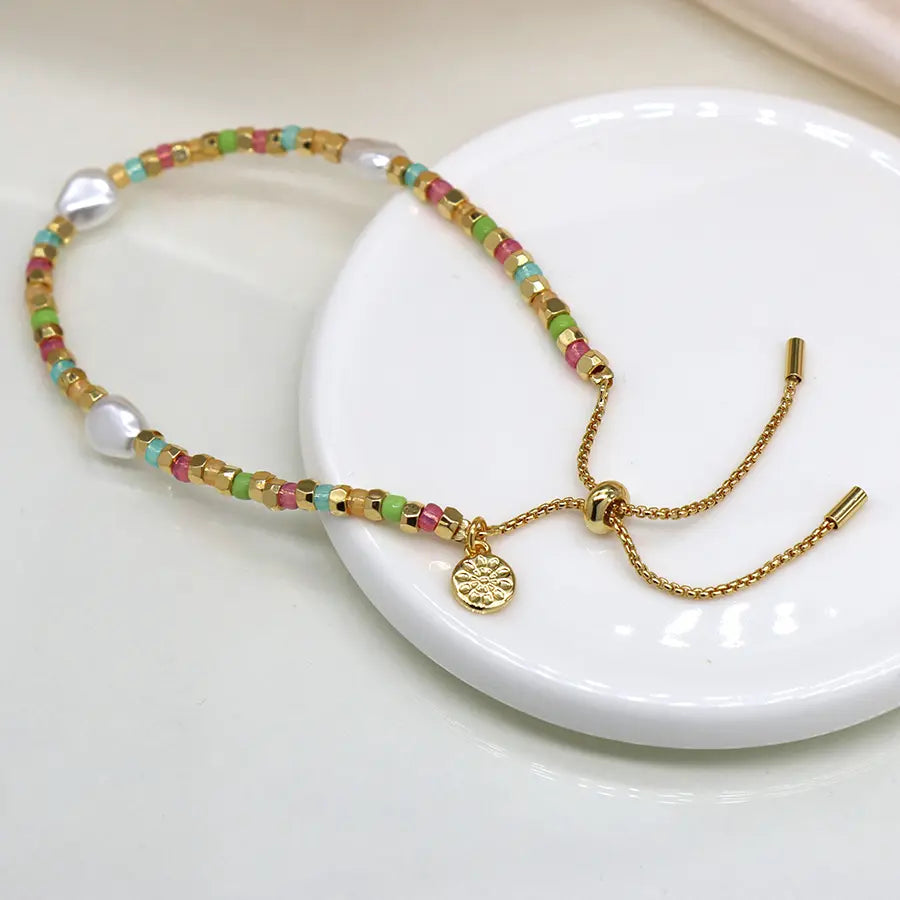 Faux Gold & Pearl Pastel Bracelet