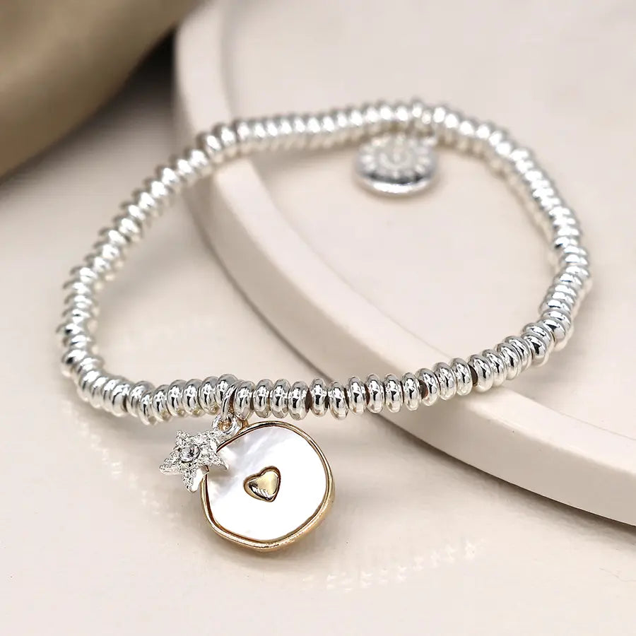 Mop Heart Disc Bracelet