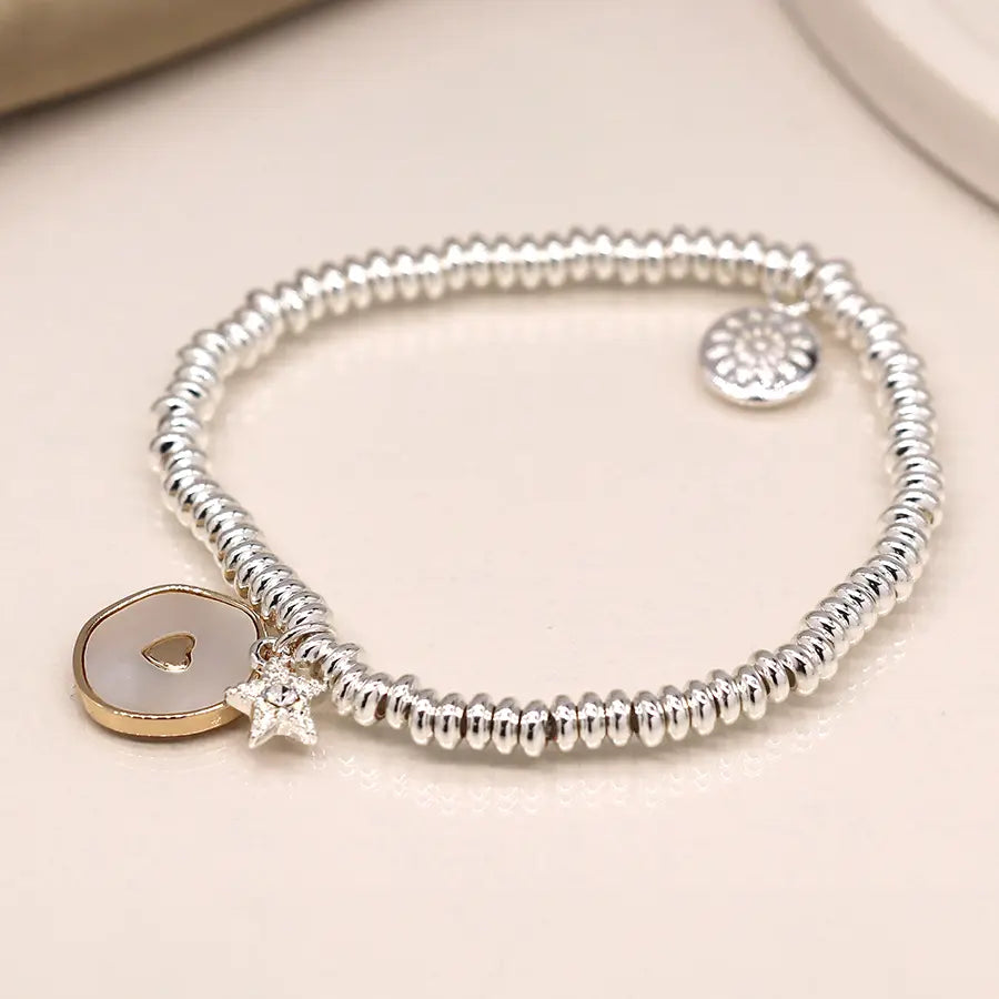 Mop Heart Disc Bracelet