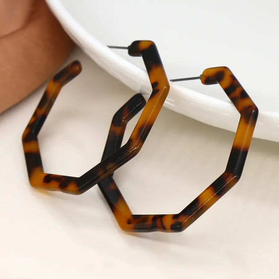 Tortoiseshell Octogon Hoops