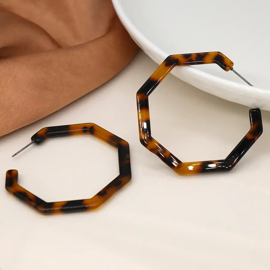 Tortoiseshell Octogon Hoops