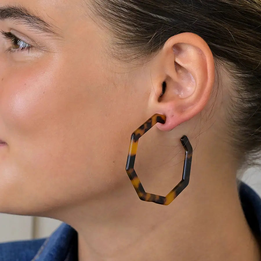 Tortoiseshell Octogon Hoops