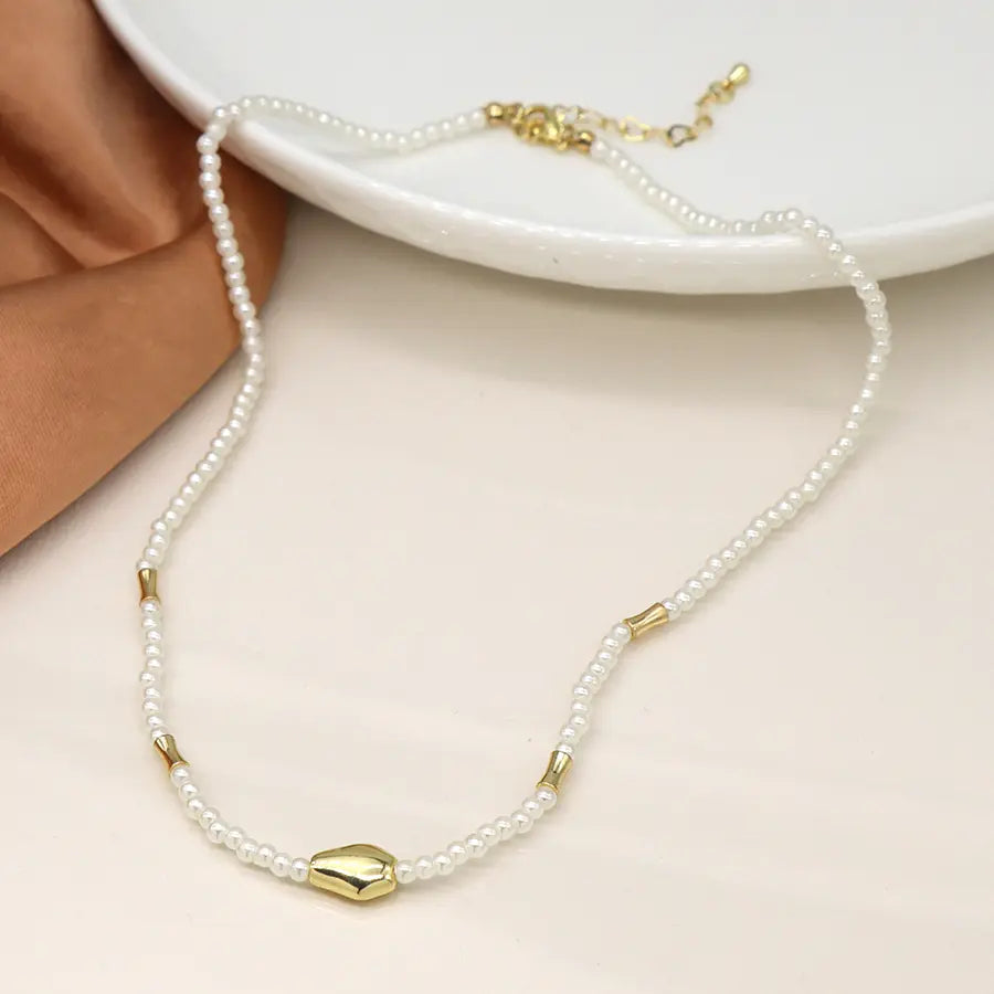 Ivory & Gold Bead Necklace