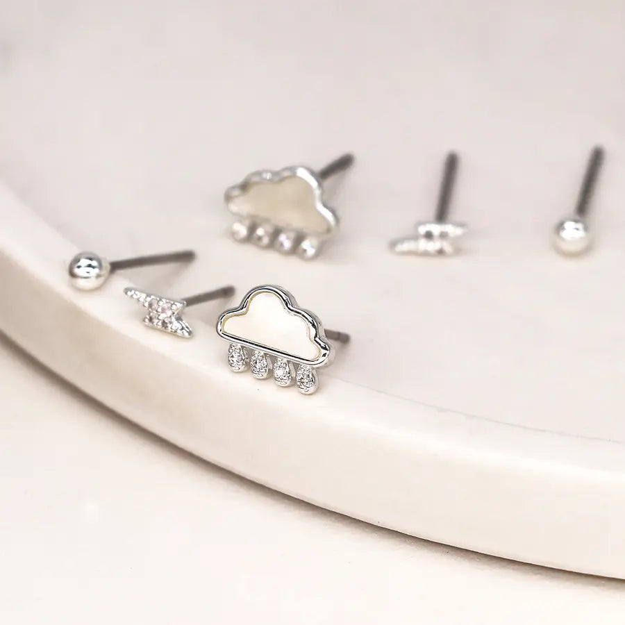 Lightning & Clouds | Triple Earring Set