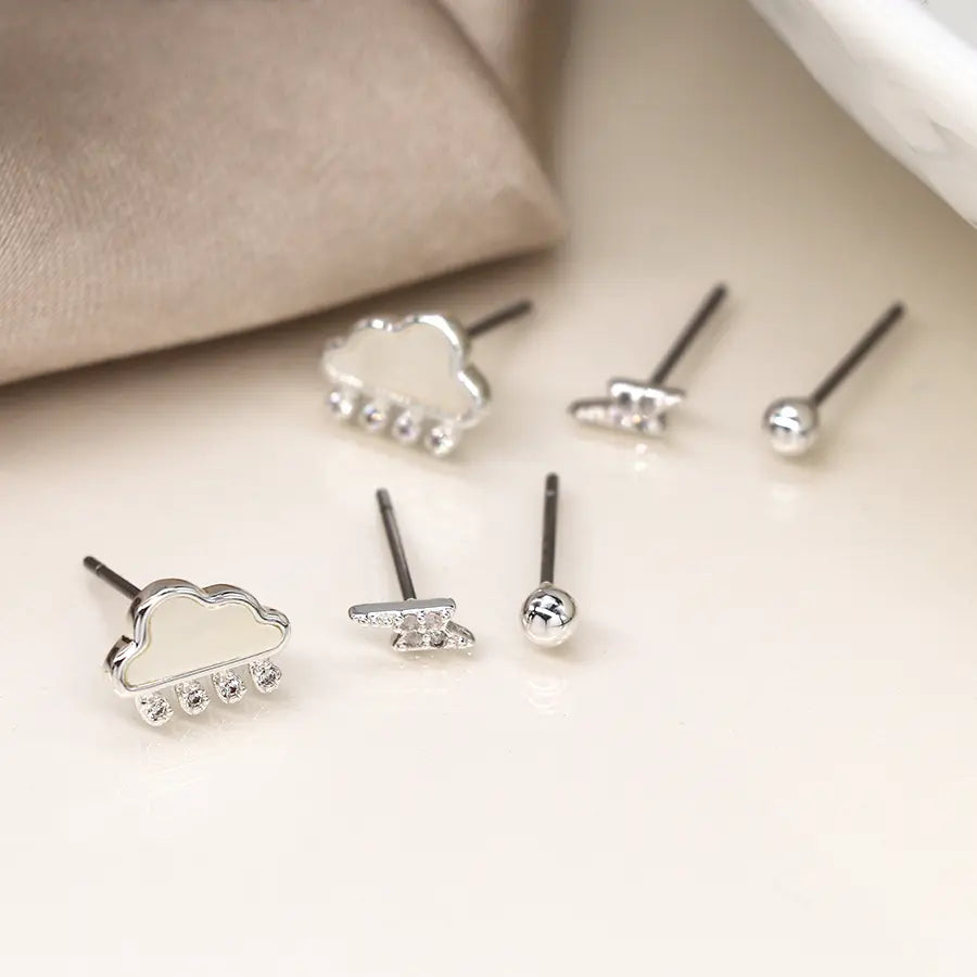 Lightning & Clouds | Triple Earring Set