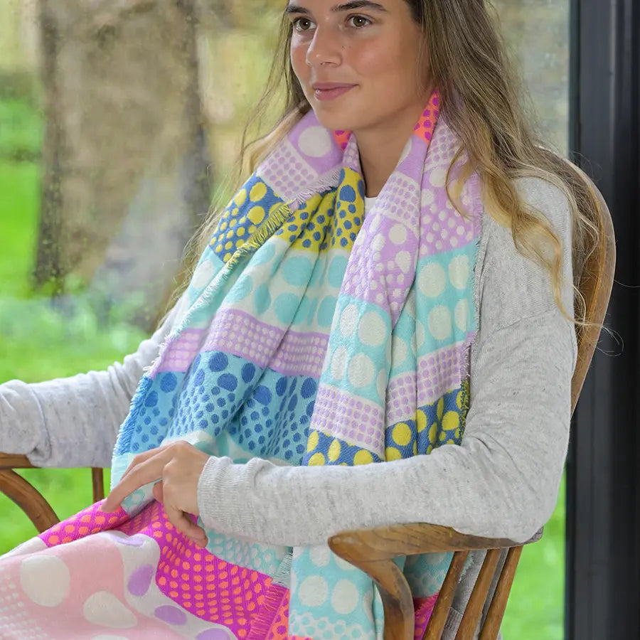 Pink Polkadot Stripe Scarf