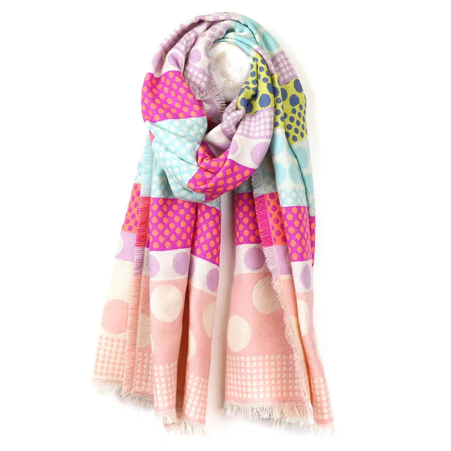 Pink Polkadot Stripe Scarf