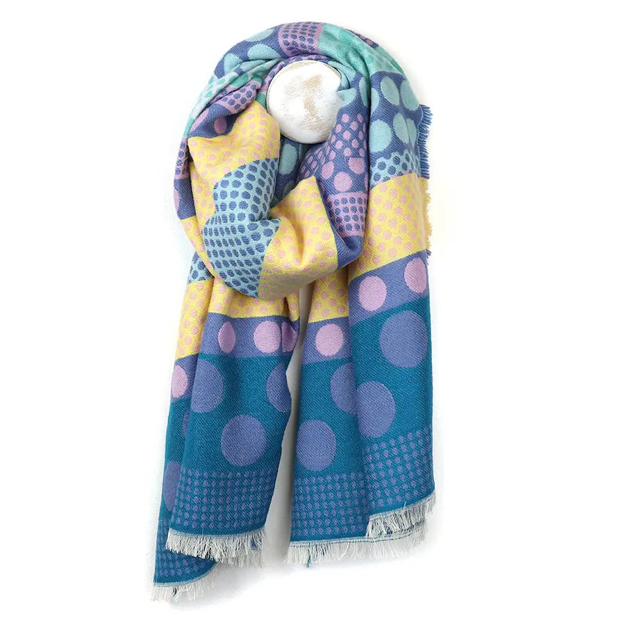 Blue Polkadot Stripe Scarf