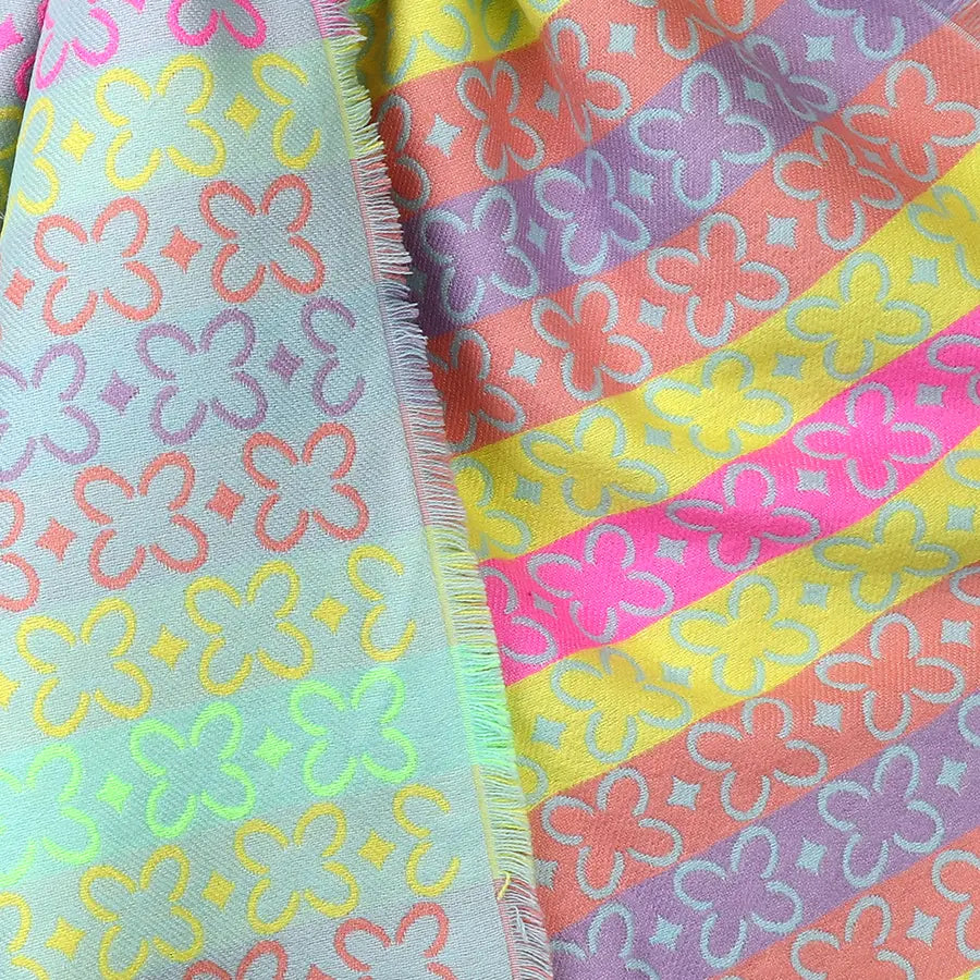 Geo-Flower Stripes | Scarf