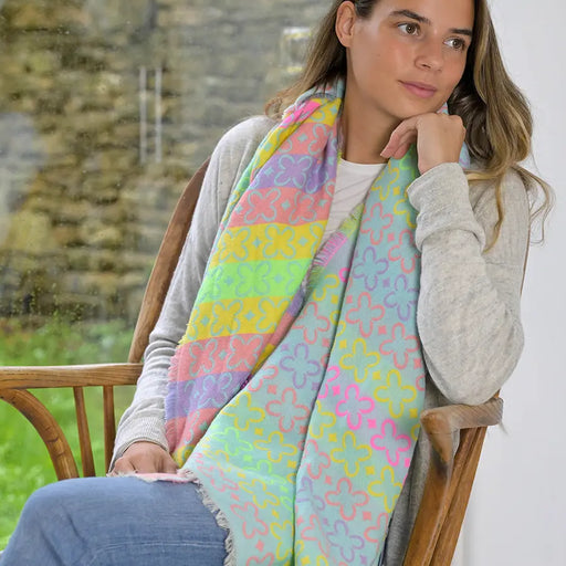 Geo-Flower Stripes | Scarf