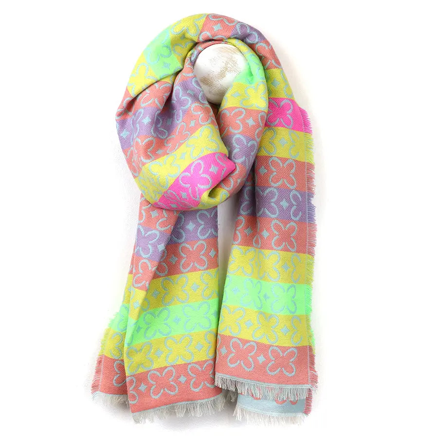 Geo-Flower Stripes | Scarf