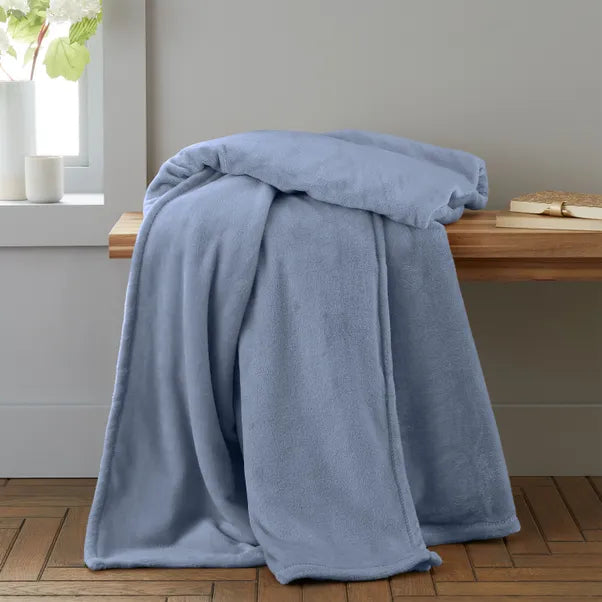 Raschel Velvet Touch Throw | Blue