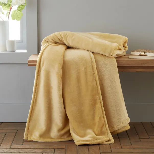 Raschel Velvet Touch Throw | Ochre