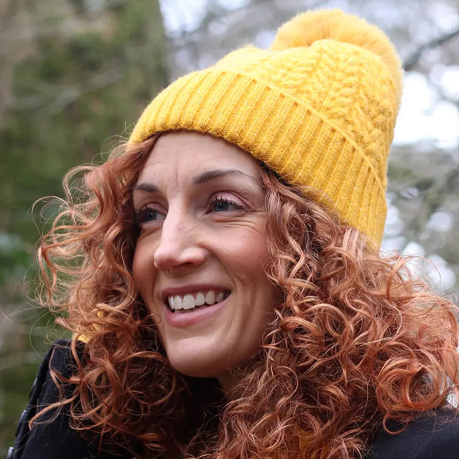 Mustard Cable Knit Beanie