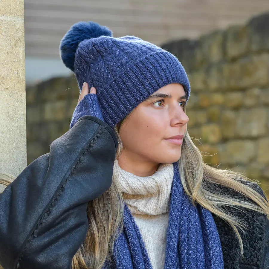 Navy Herringbone Hat