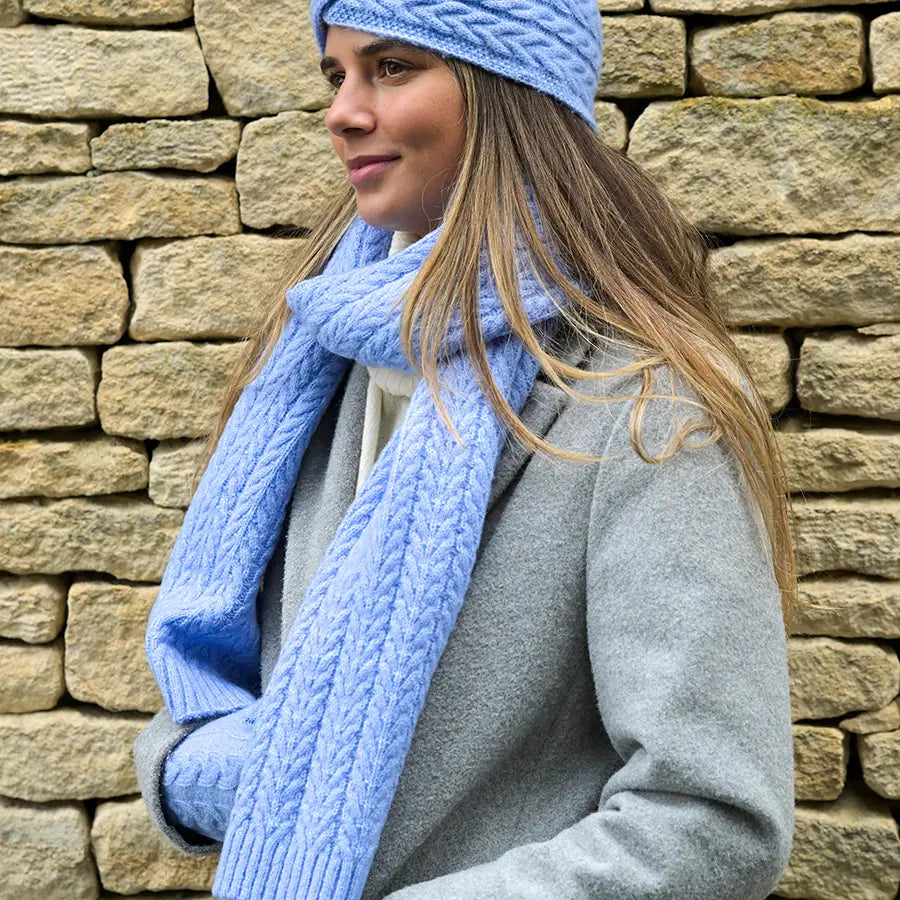 Ice Blue Herringbone Scarf