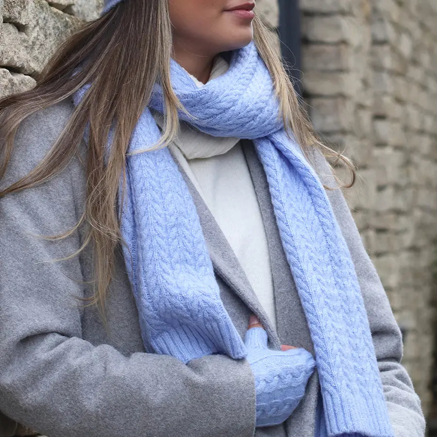 Ice Blue Herringbone Scarf