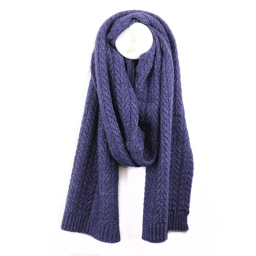 Navy Herringbone Scarf