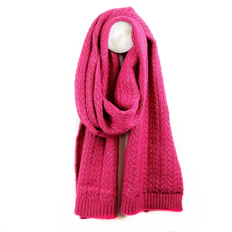 Bright Pink Herringbone Scarf